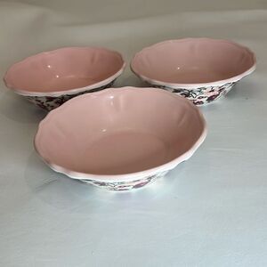 Opalhouse Bowls Floral Melamine 3 Pink White Green 3 Cups Each 6 3/4 In Round